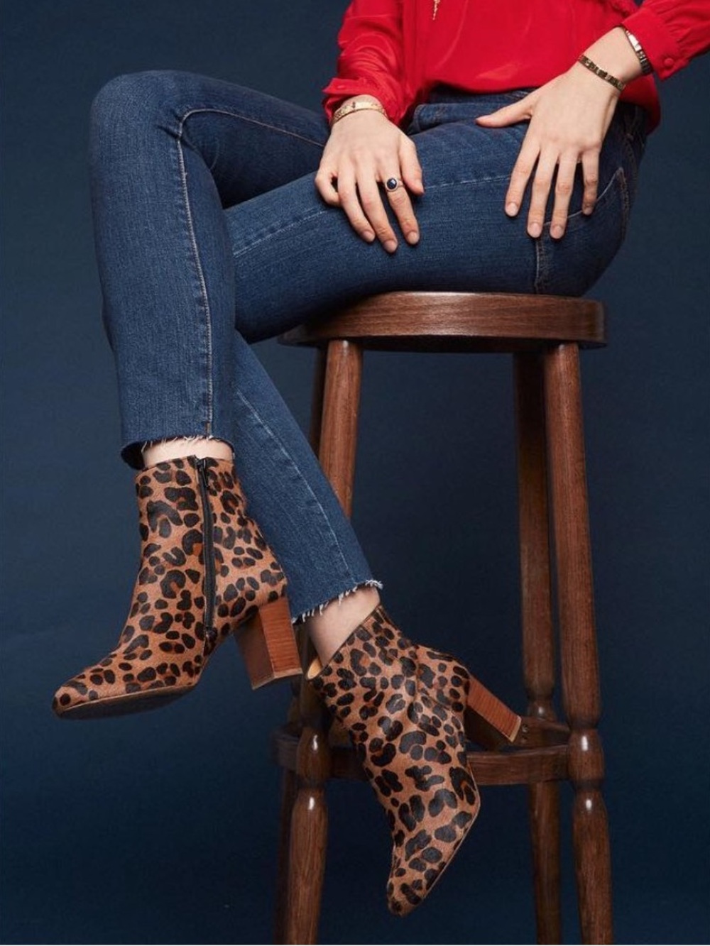 SEZANE Tan Brown Leopard Print Calf Hair Leather Lea Ankle Boots Booties 38 US 7